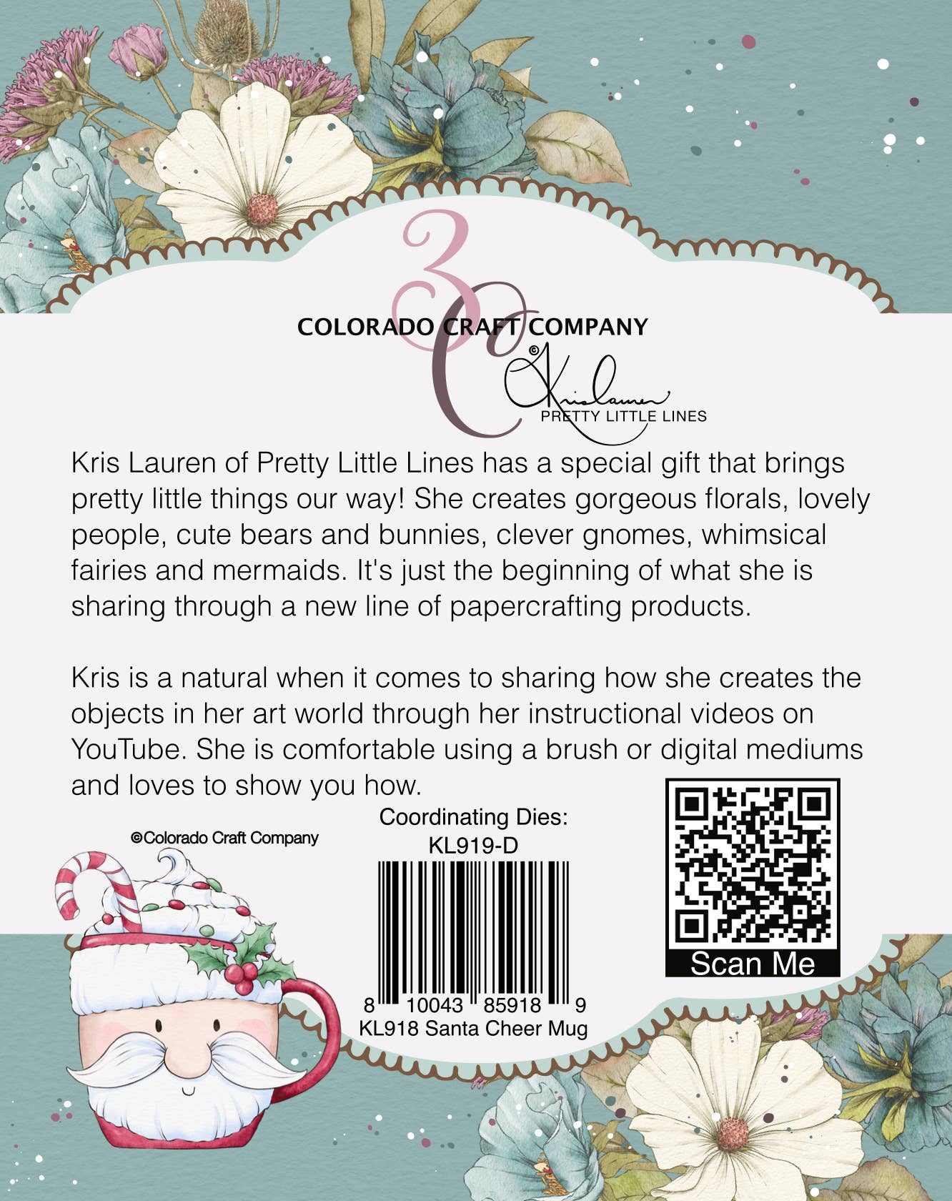 Colorado Craft Company - KL918 Kris Lauren~Santa Cheer Mug 4 x 4 Clear Stamps