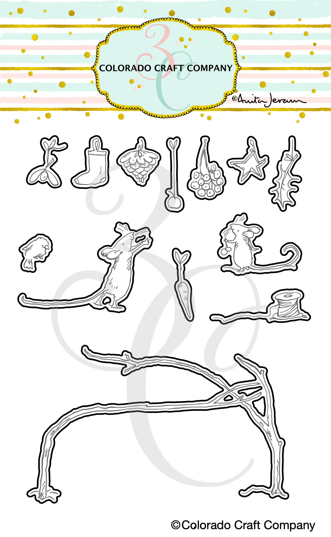 Colorado Craft Company - AJ927-D Anita Jeram~Christmas Obsessed Dies