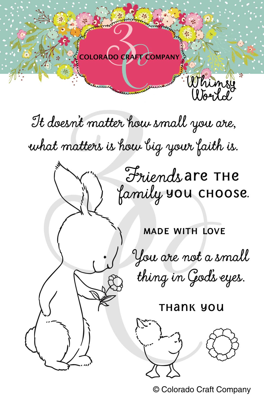 Colorado Craft Company - WW970 Whimsy World~Bunny & Duckling 3 x 4 Clear Stamps