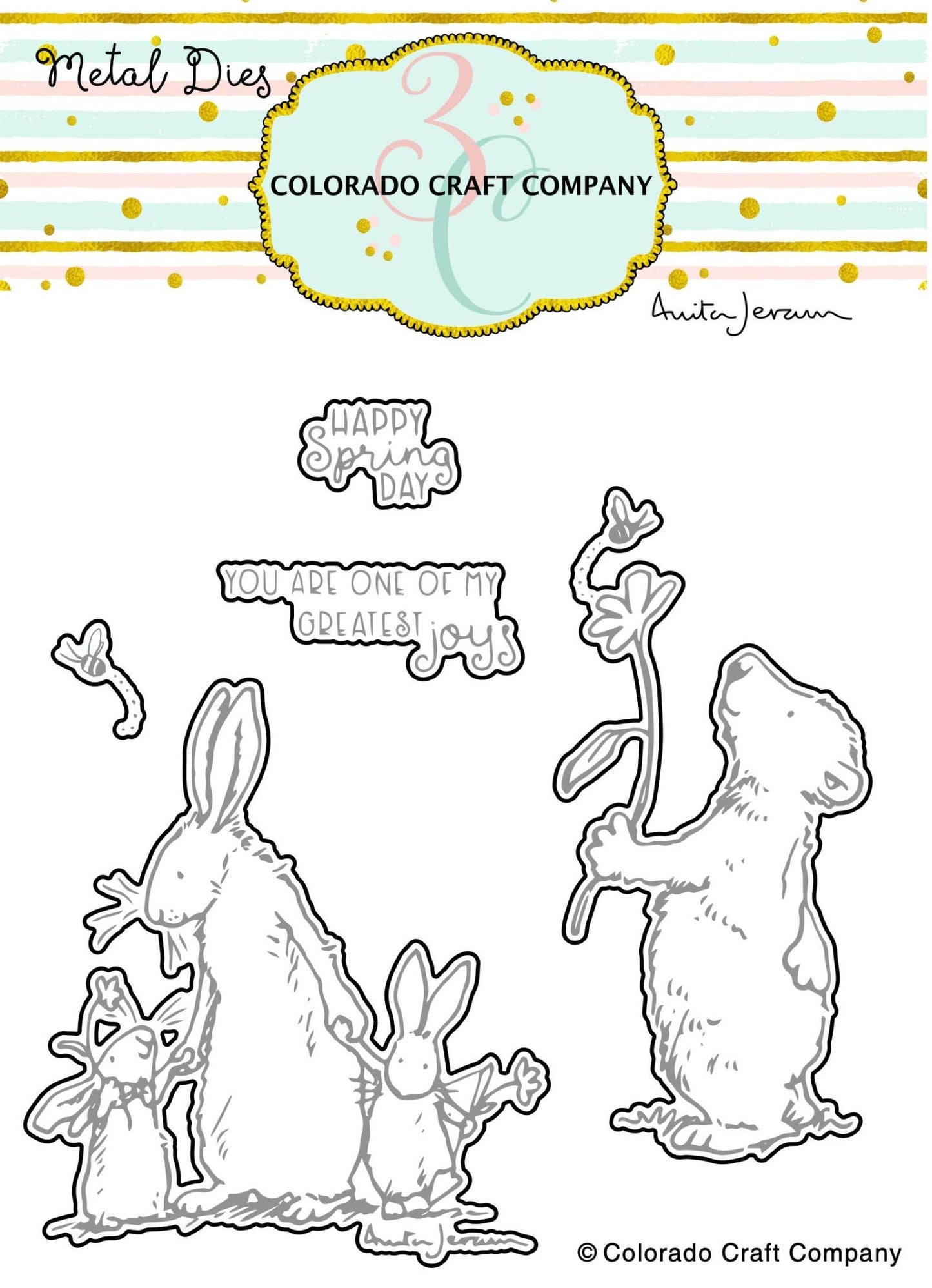 Colorado Craft Company - AJ456-D Anita Jeram~Happy Day! Dies - Red Button Studio 9