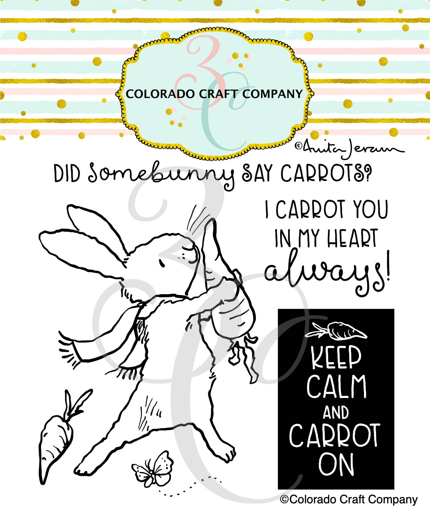 Colorado Craft Company - AJ776 Anita Jeram~Carrot On 4 x 4 Clear Stamps - Red Button Studio 9