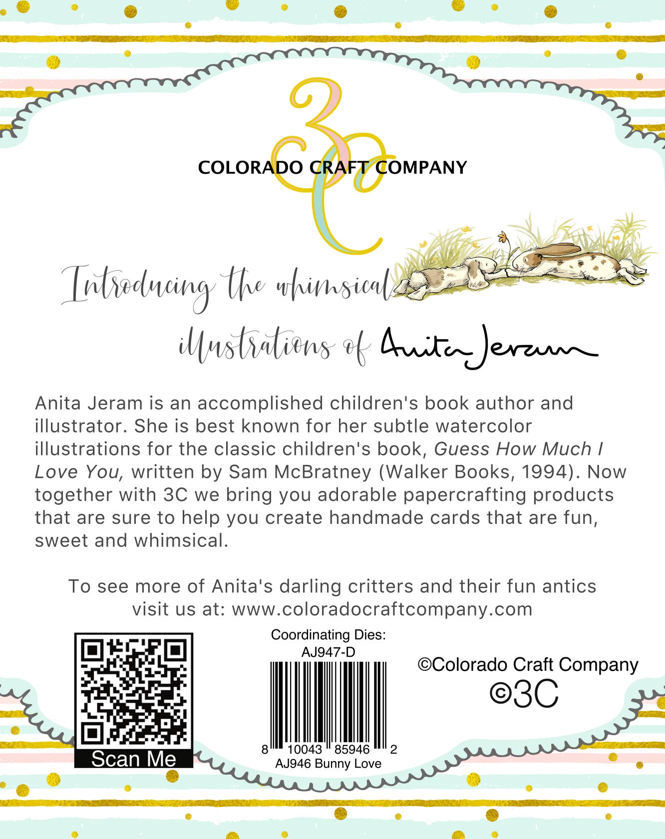 Colorado Craft Company - AJ946 Anita Jeram~Bunny Love 4 x 4 Clear Stamps