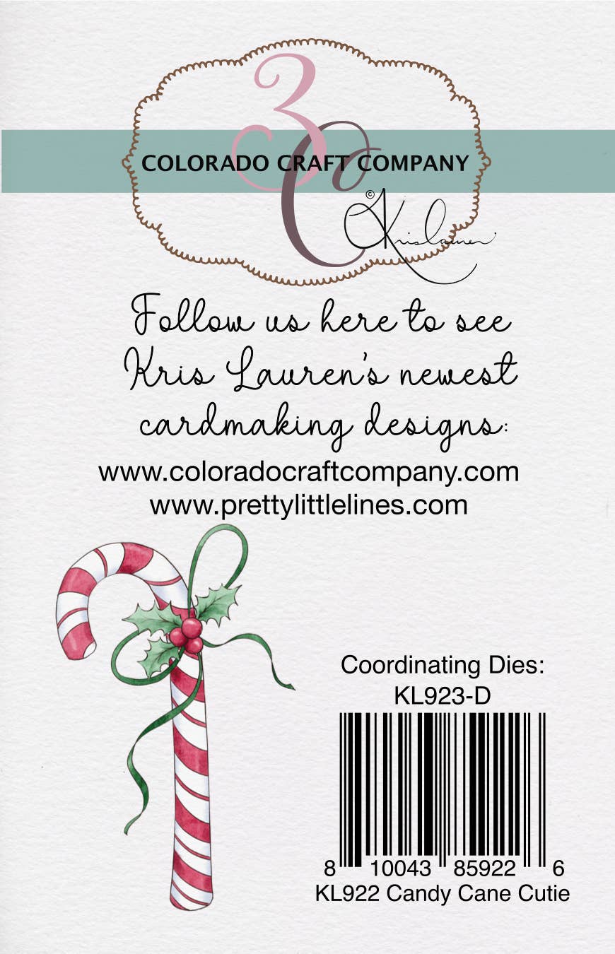 Colorado Craft Company - KL922 Kris Lauren~Candy Cane Cutie Mini 2 x 3 Clear Stamps