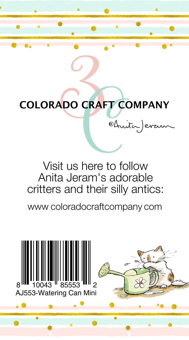 Colorado Craft Company - AJ553 Anita Jeram~Watering Can Mini 2 x 3 Clear Stamps