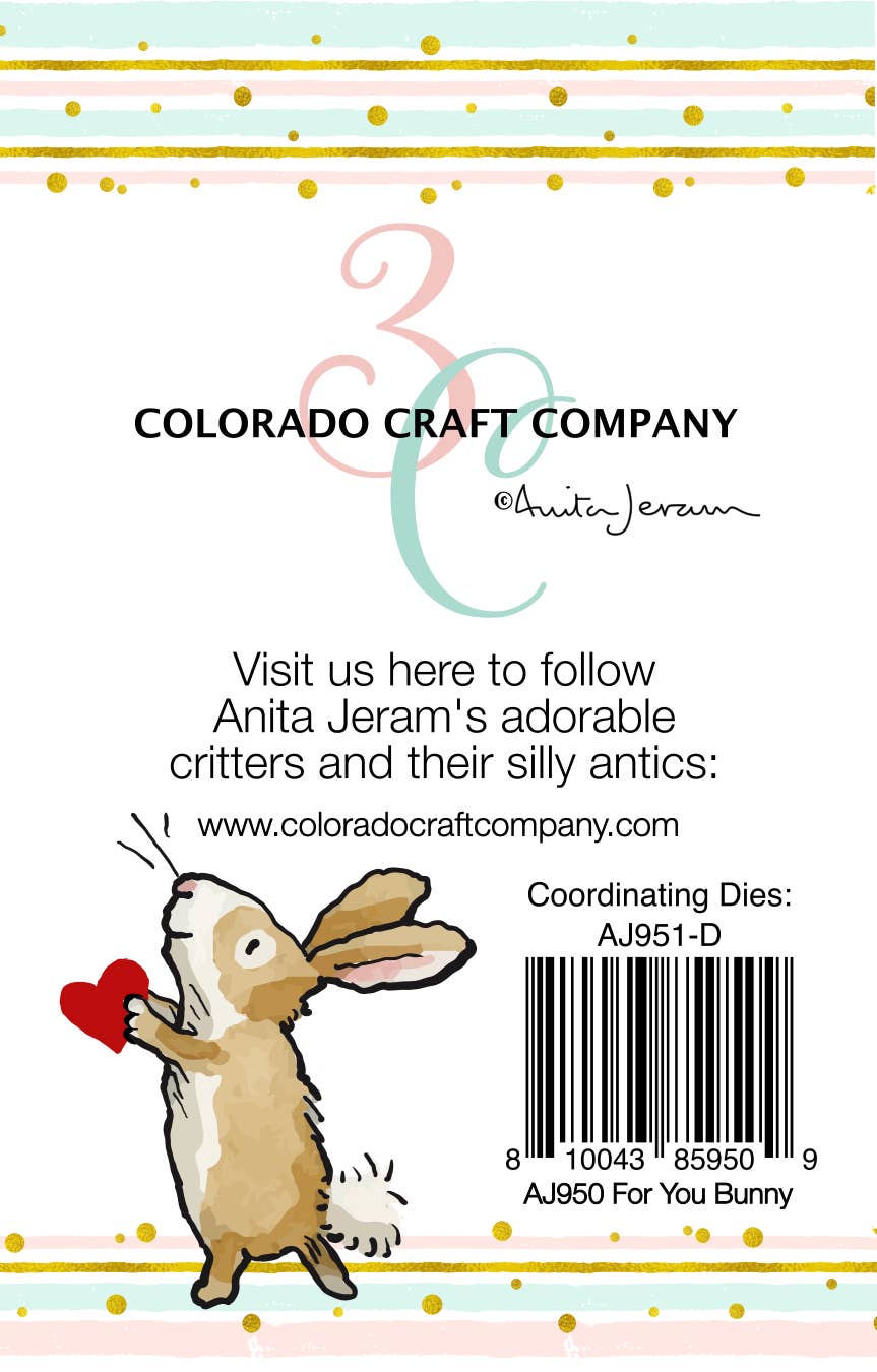 Colorado Craft Company - AJ950 Anita Jeram~For You Mini 2 x 3 Clear Stamps