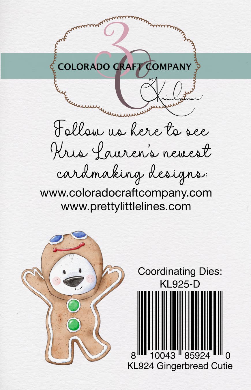 Colorado Craft Company - KL924 Kris Lauren~Gingerbread Cookie Mini 2 x 3 Clear Stamps