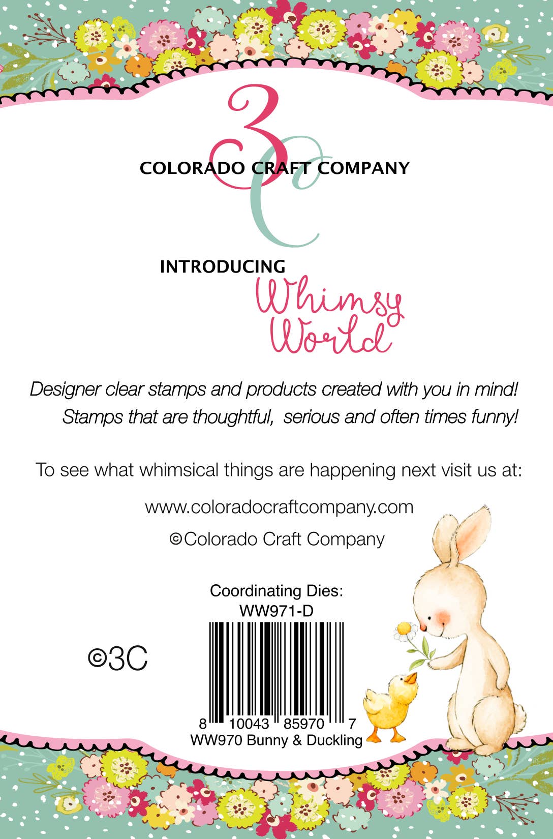 Colorado Craft Company - WW970 Whimsy World~Bunny & Duckling 3 x 4 Clear Stamps