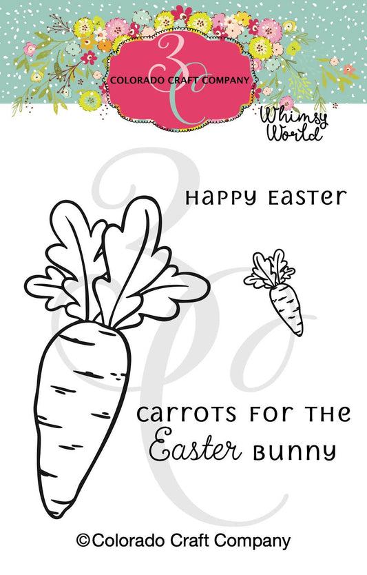 Colorado Craft Company - WW976 Whimsy World~Carrots For Bunny Mini 2 x 3 Clear Stamps