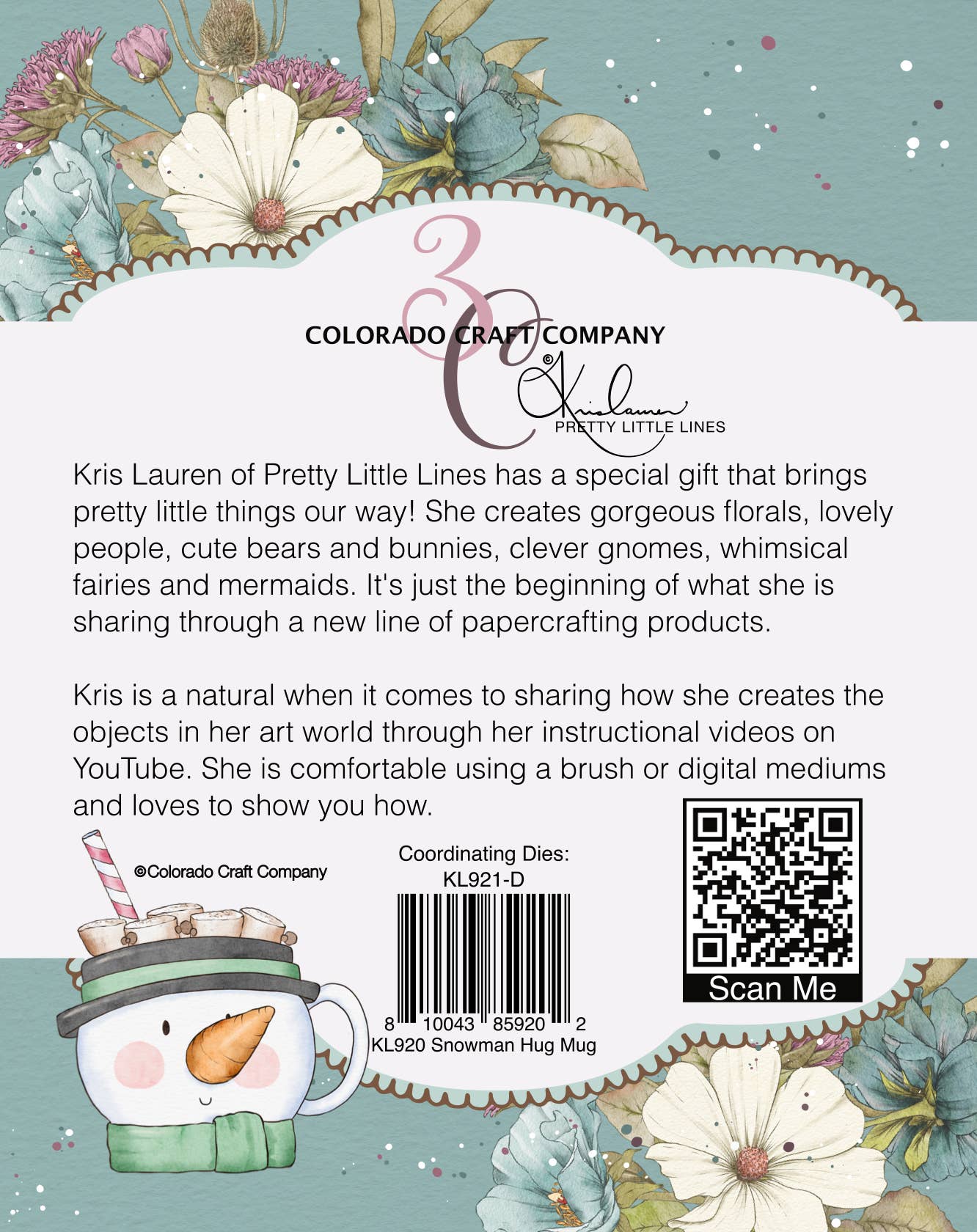 Colorado Craft Company - KL920 Kris Lauren~Snowman Hug Mug 4 x 4 Clear Stamps
