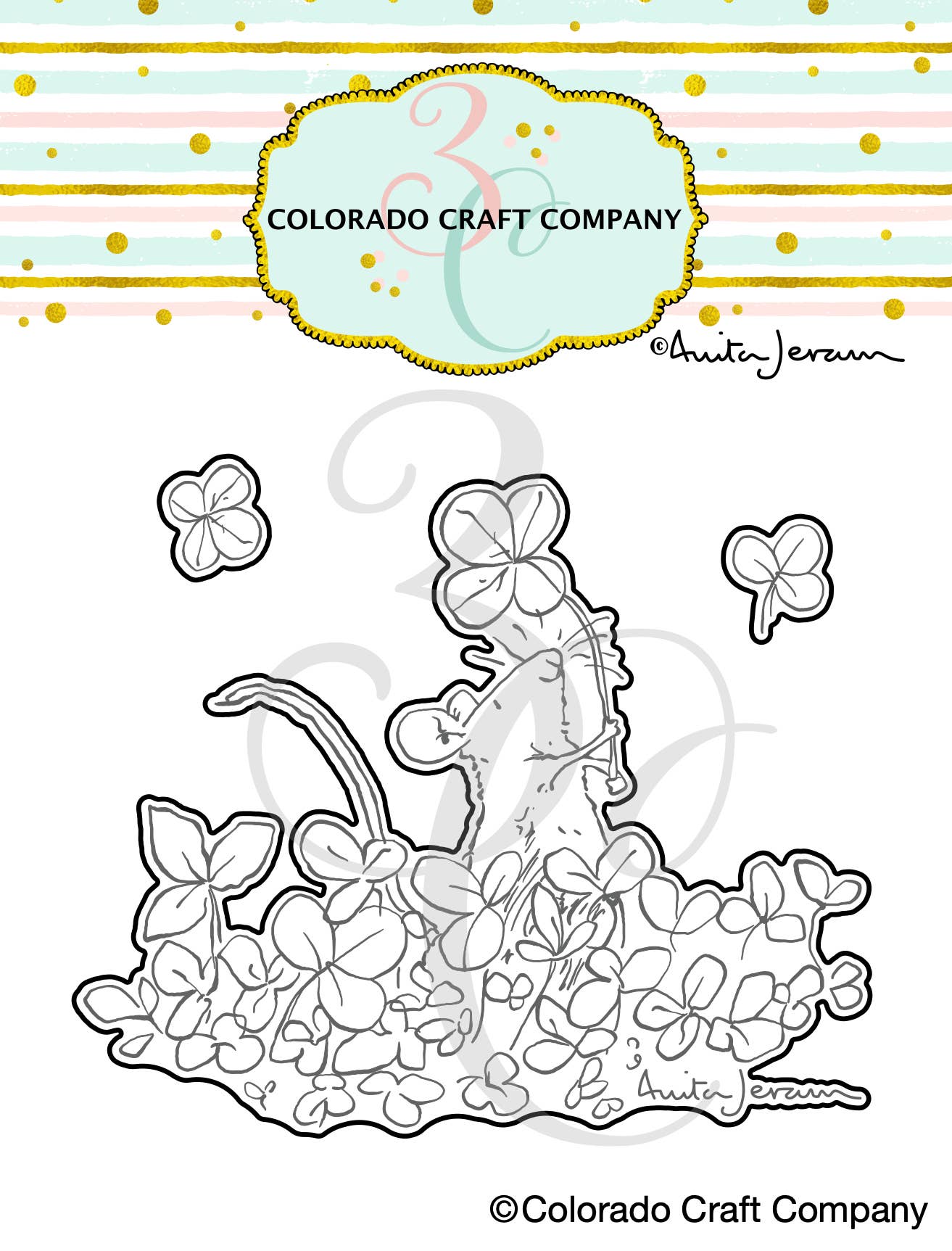 Colorado Craft Company - AJ955-D Anita Jeram~Mouse Shamrocks Dies