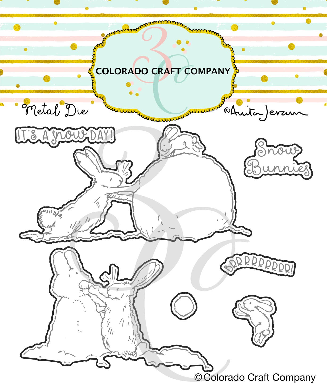 Colorado Craft Company - AJ841-D Anita Jeram~Just Add Snow Dies 4 x 4 Clear Stamps