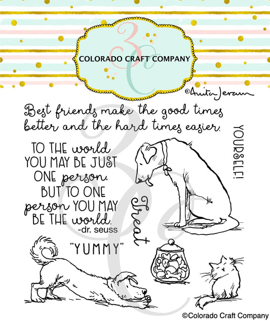 Colorado Craft Company - AJ816 Anita Jeram~Treat Yourself 4 x 4 Clear Stamps