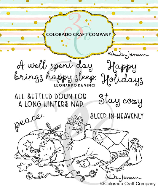 Colorado Craft Company - AJ826 Anita Jeram~Cozy Cat 4 x 4 Clear Stamps