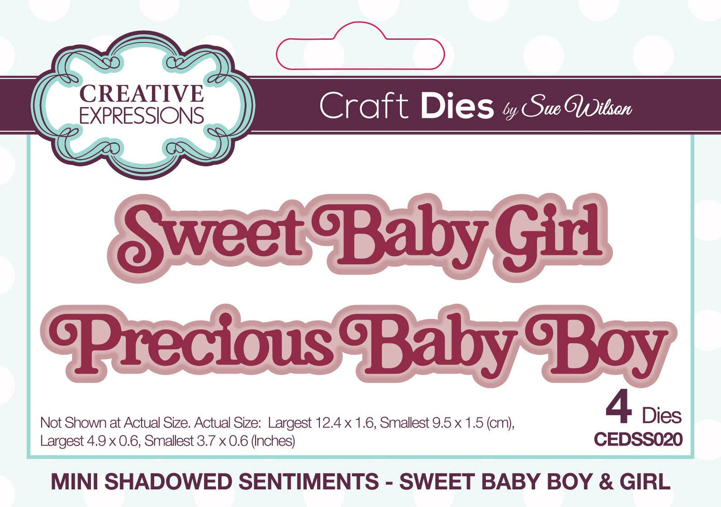 Ecstasy Crafts Distributing - Creative Expressions Sue Wilson Mini Shadowed Sentiments Sweet Baby Boy & Girl Craft Die
