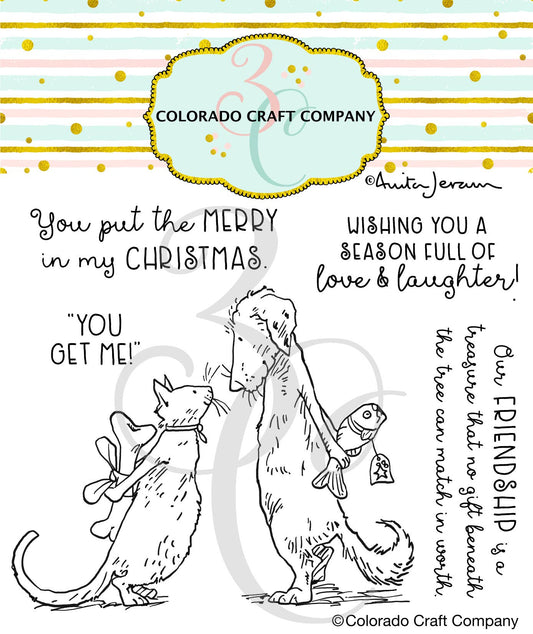 Colorado Craft Company - AJ824 Anita Jeram~Gift Exchange 4 x 4 Clear Stamps