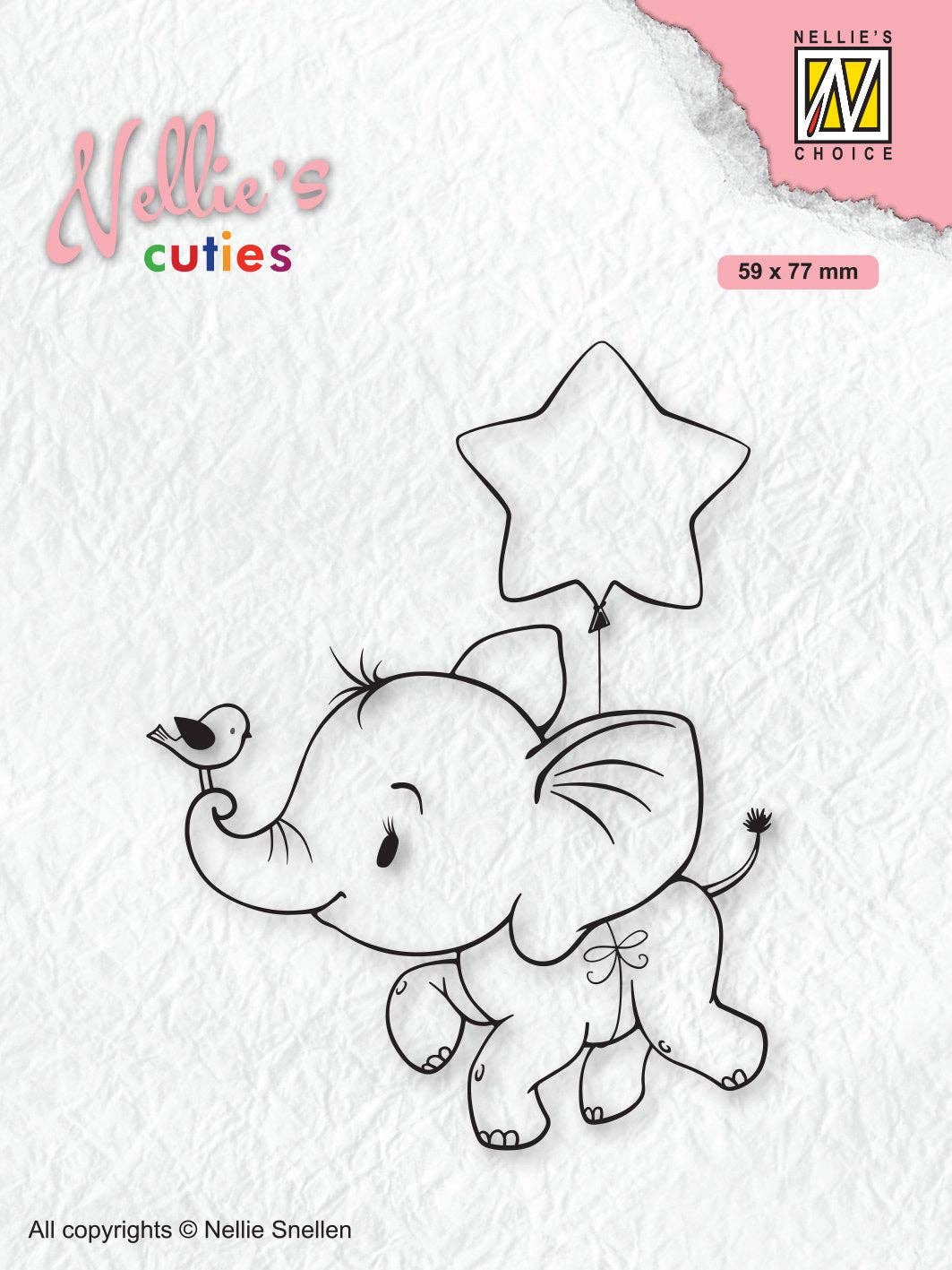 Ecstasy Crafts Distributing - Nellie's Choice Clear Stamp Christmas Cuties Elephant With Star - Red Button Studio 9