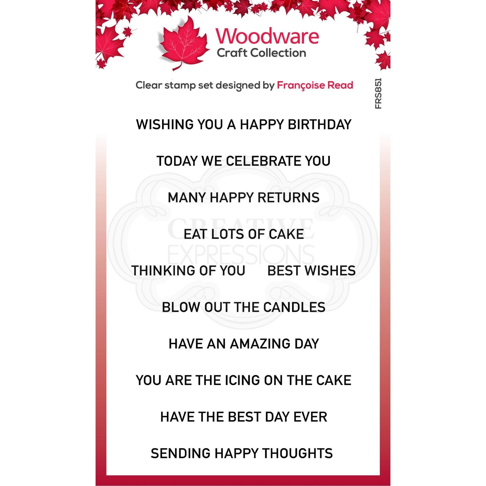 Ecstasy Crafts Distributing - Woodware Clear Singles Birthday Strips 4 in x 6 in Stamp - Red Button Studio 9