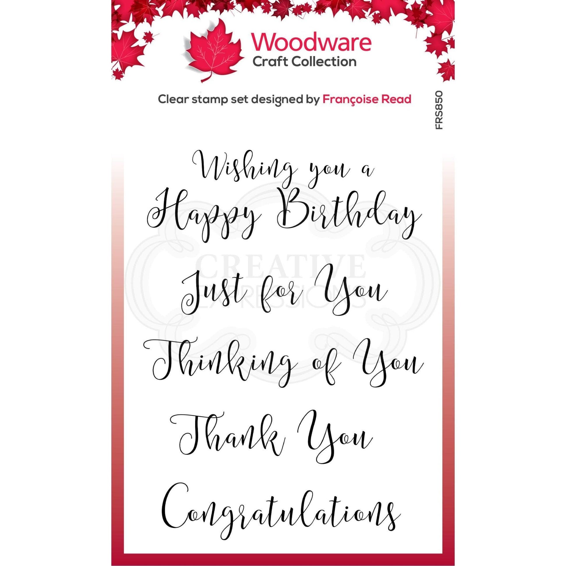 Ecstasy Crafts Distributing - Woodware Clear Singles Curly Greetings 4 in x 6 in Stamp - Red Button Studio 9